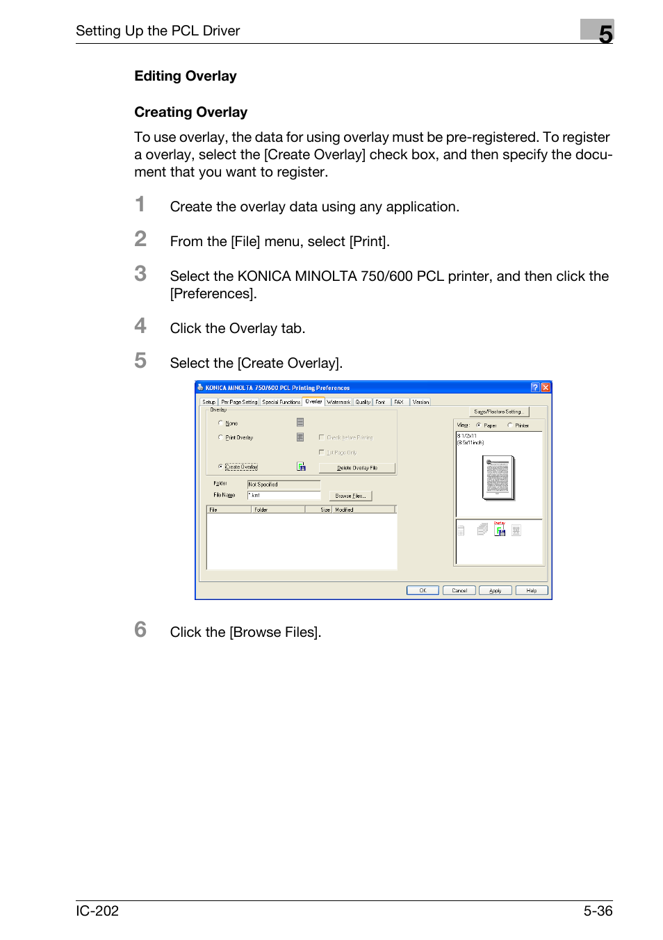 Editing overlay -36 creating overlay -36 | Konica Minolta bizhub 750 User Manual | Page 171 / 420