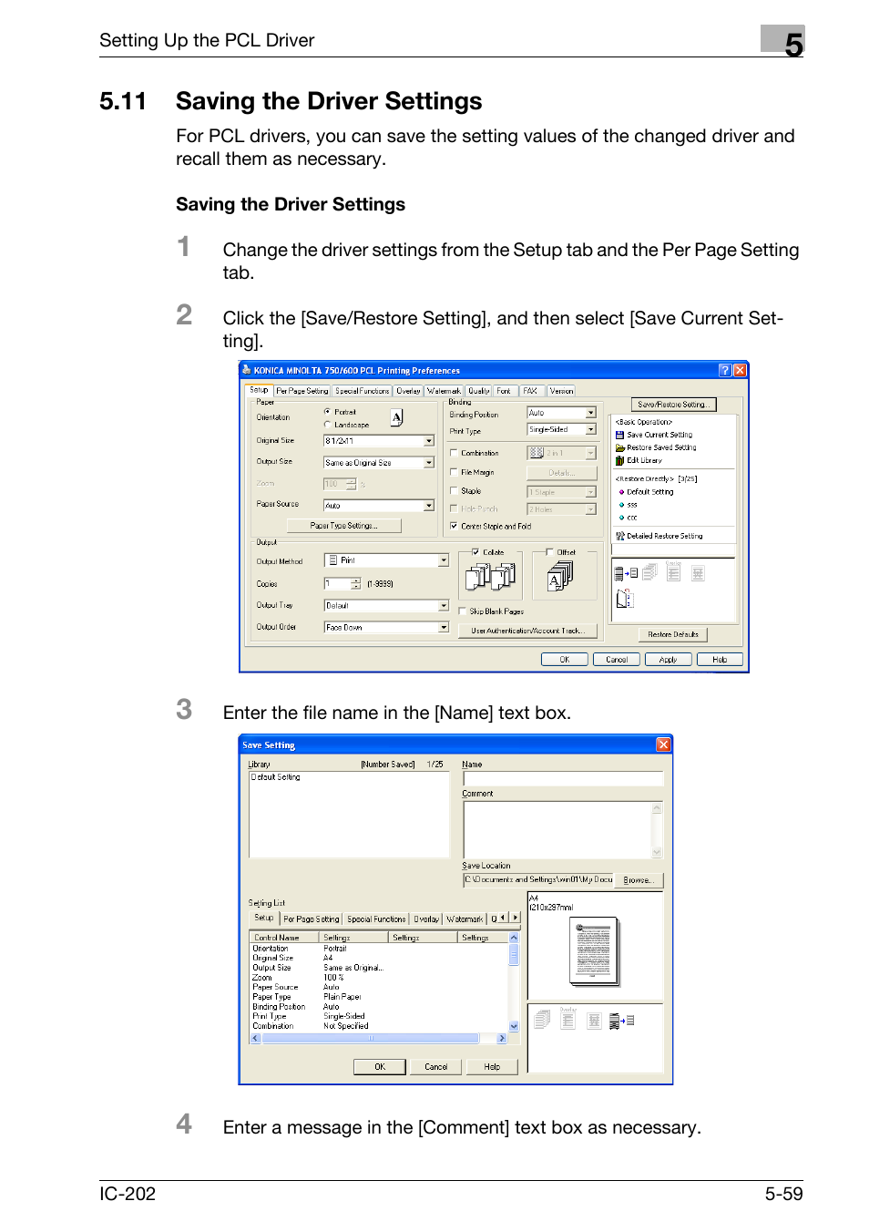 11 saving the driver settings, Saving the driver settings -59 | Konica Minolta bizhub 750 User Manual | Page 194 / 420