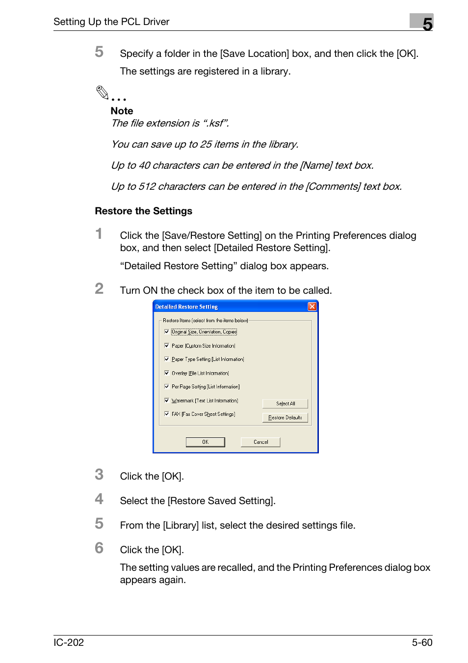 Restore the settings -60 | Konica Minolta bizhub 750 User Manual | Page 195 / 420