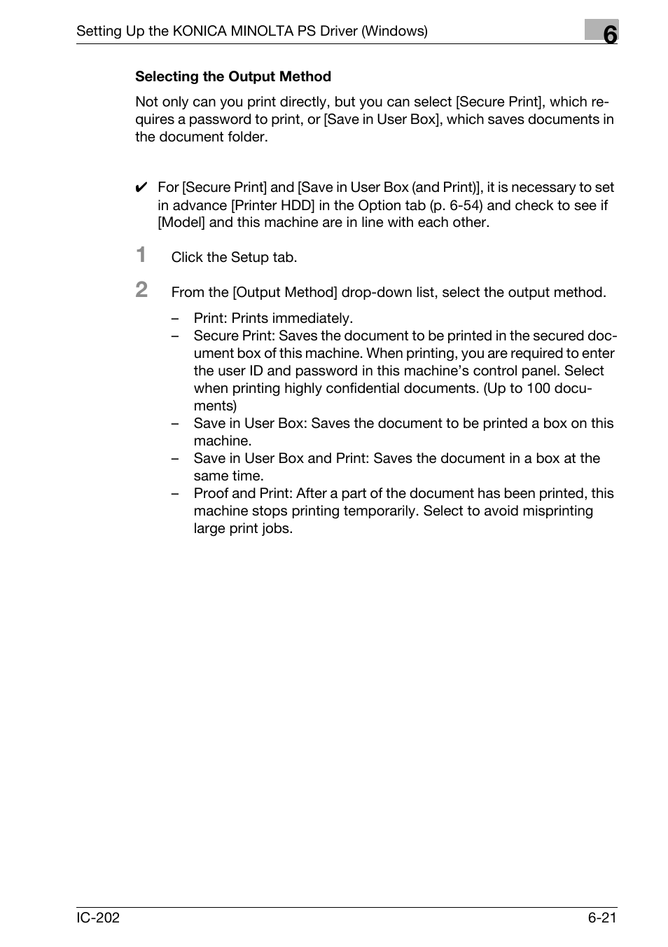 Selecting the output method -21 | Konica Minolta bizhub 750 User Manual | Page 217 / 420