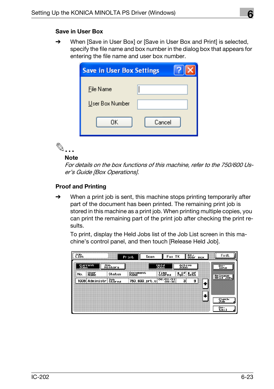 Save in user box -23 proof and printing -23 | Konica Minolta bizhub 750 User Manual | Page 219 / 420