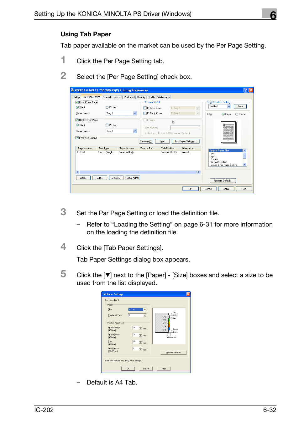 Using tab paper -32 | Konica Minolta bizhub 750 User Manual | Page 228 / 420