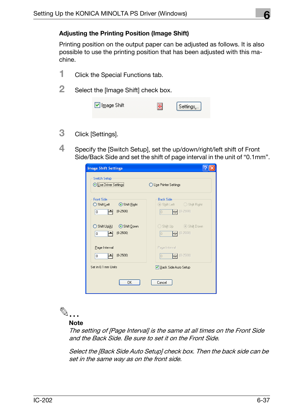 Adjusting the printing position (image shift) -37 | Konica Minolta bizhub 750 User Manual | Page 233 / 420