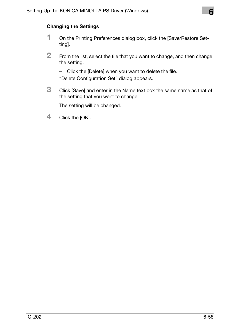 Changing the settings -58 | Konica Minolta bizhub 750 User Manual | Page 254 / 420