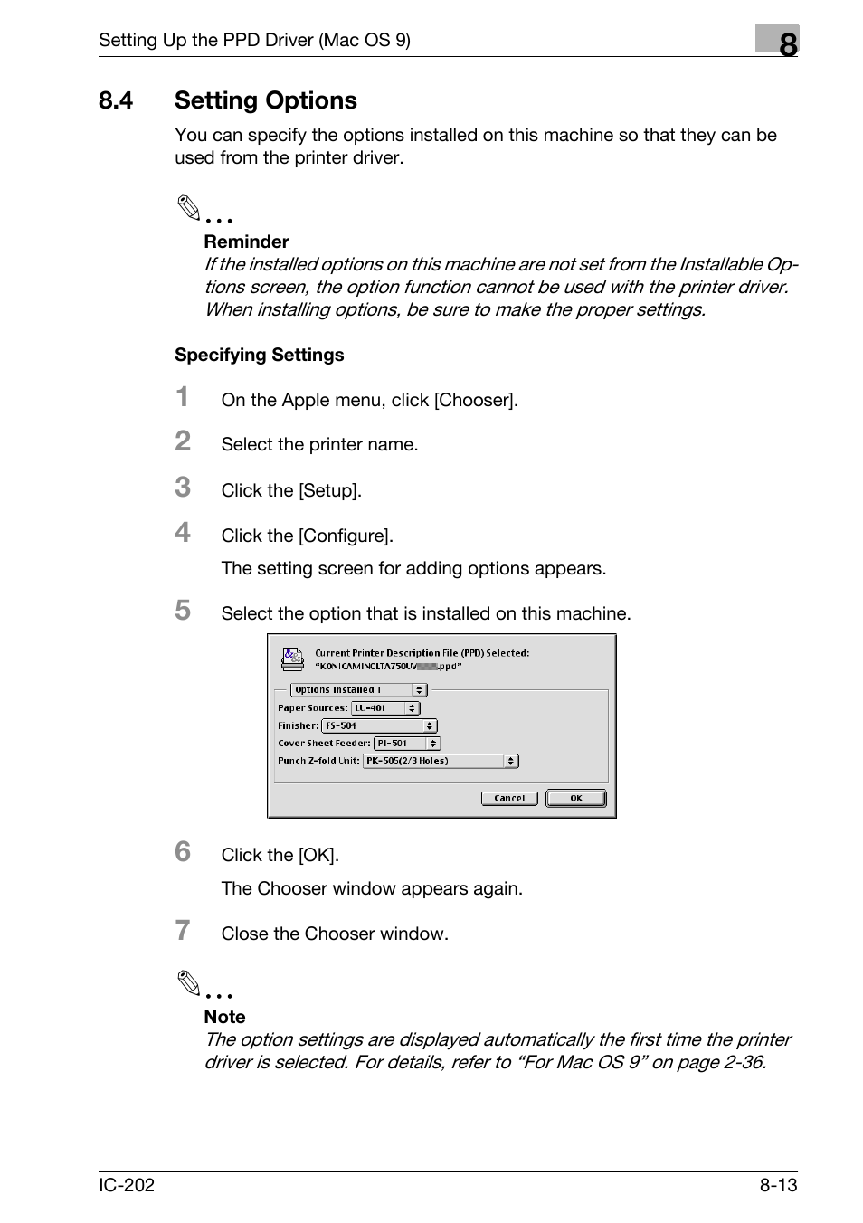 4 setting options, Setting options -13, Specifying settings -13 | Konica Minolta bizhub 750 User Manual | Page 276 / 420