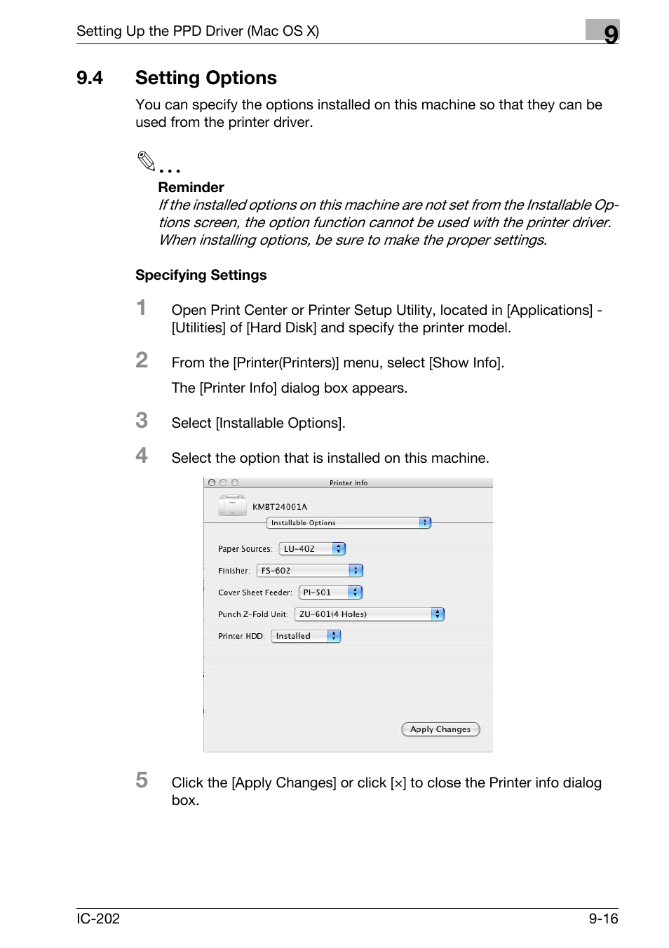 4 setting options, Setting options -16, Specifying settings -16 | Konica Minolta bizhub 750 User Manual | Page 292 / 420