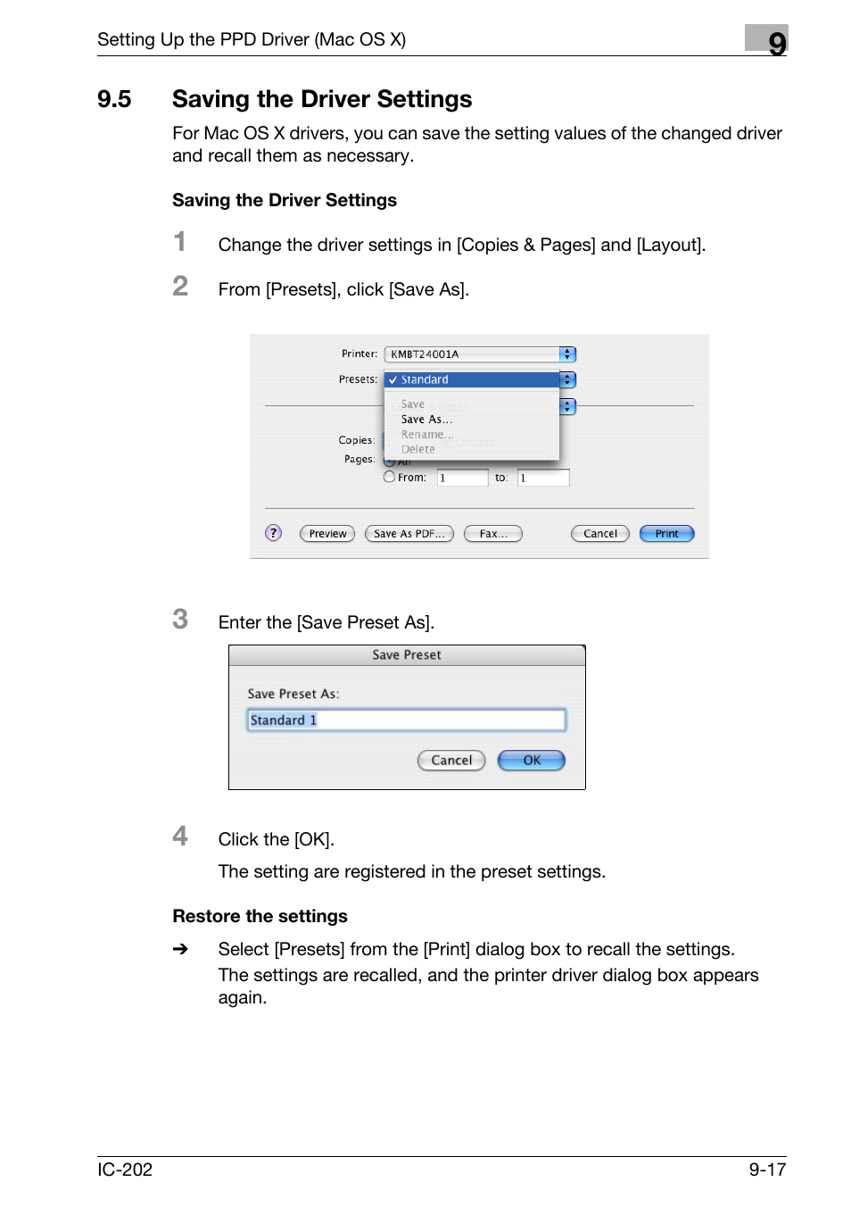 5 saving the driver settings, Saving the driver settings -17 | Konica Minolta bizhub 750 User Manual | Page 293 / 420