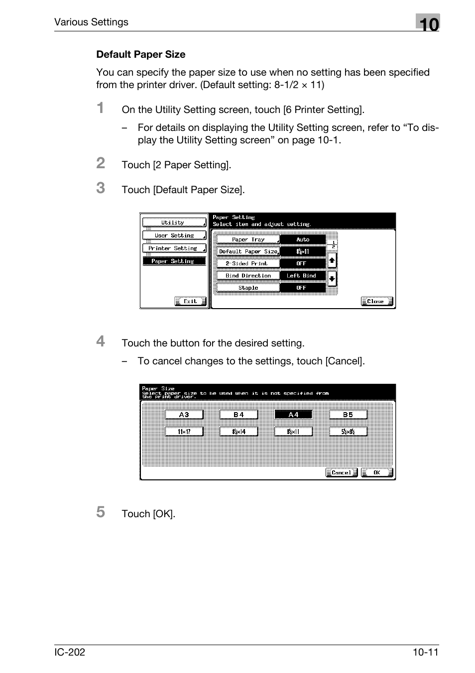 Default paper size -11 | Konica Minolta bizhub 750 User Manual | Page 305 / 420