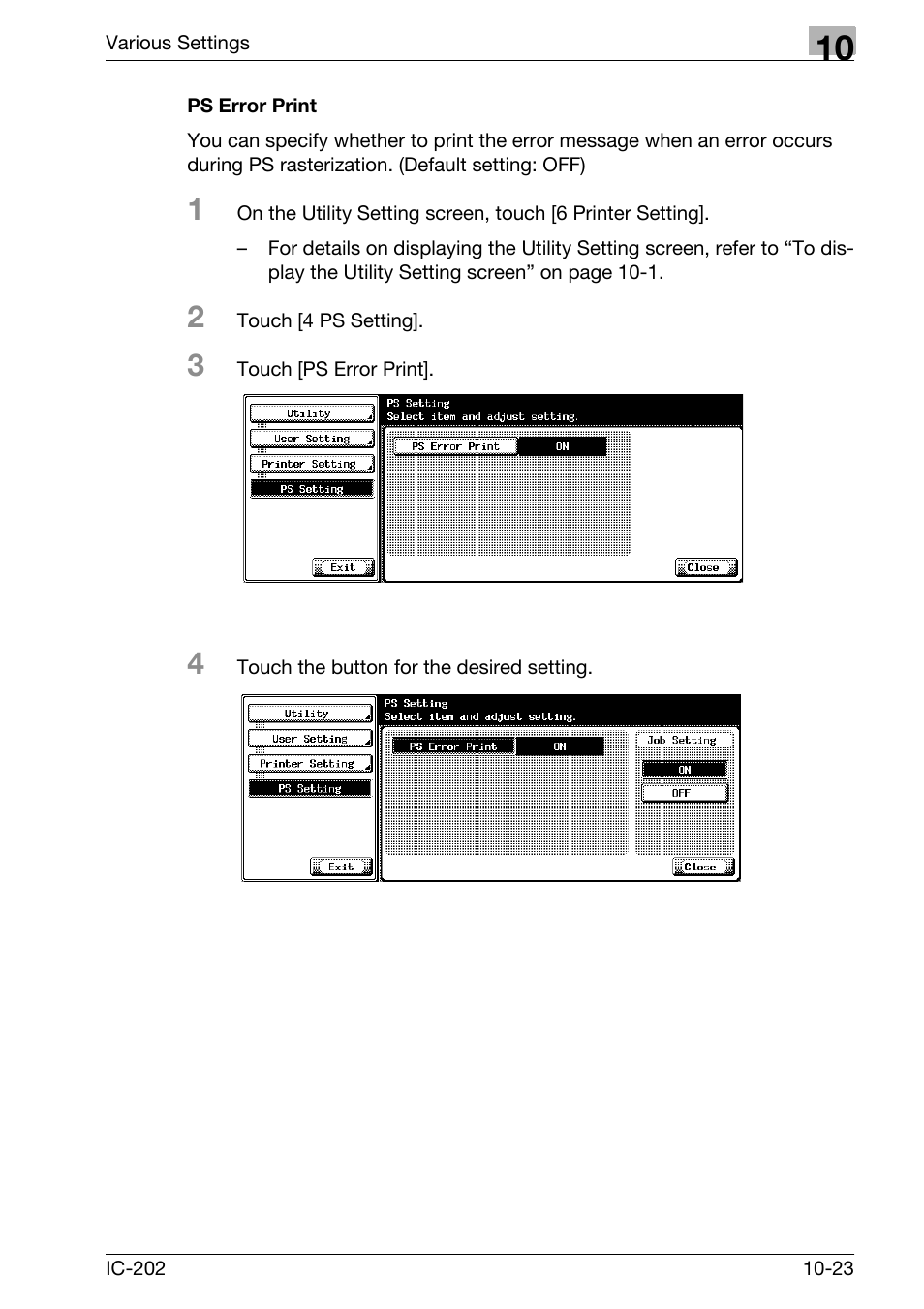 Ps error print -23 | Konica Minolta bizhub 750 User Manual | Page 317 / 420