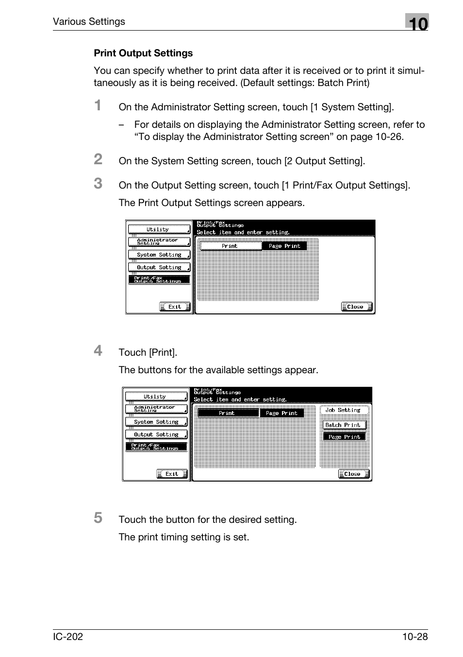 Print output settings -28 | Konica Minolta bizhub 750 User Manual | Page 322 / 420