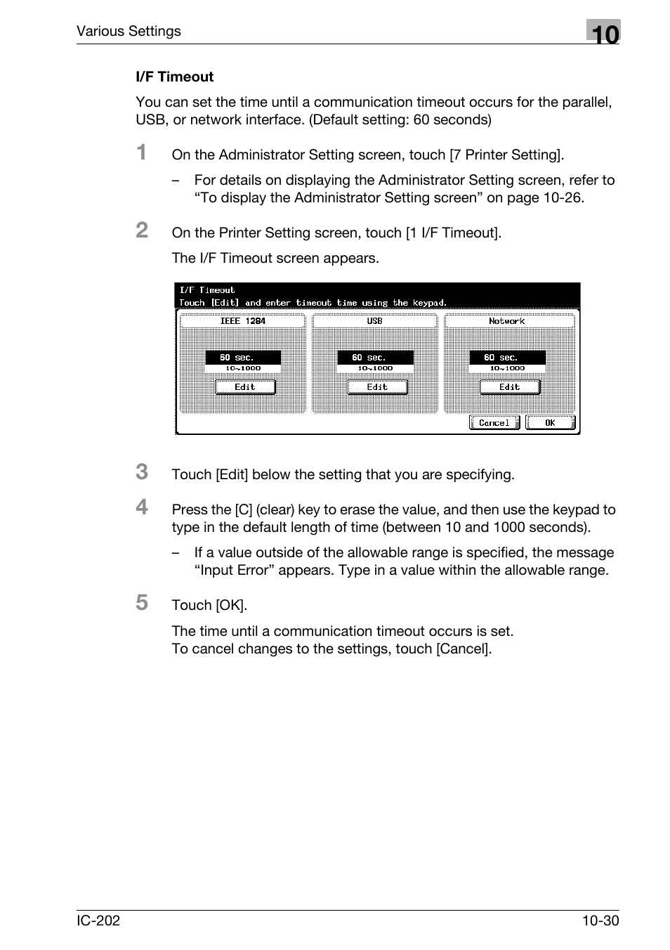 I/f timeout -30 | Konica Minolta bizhub 750 User Manual | Page 324 / 420