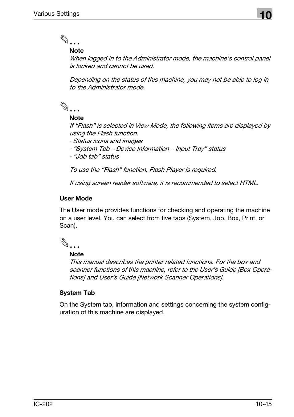 User mode -45 system tab -45 | Konica Minolta bizhub 750 User Manual | Page 339 / 420