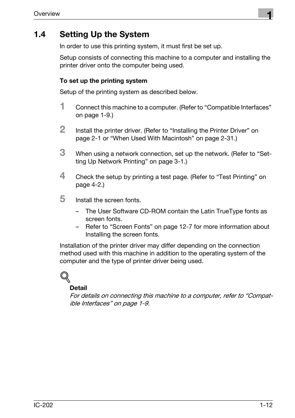 4 setting up the system, Setting up the system -12, To set up the printing system -12 | Konica Minolta bizhub 750 User Manual | Page 34 / 420