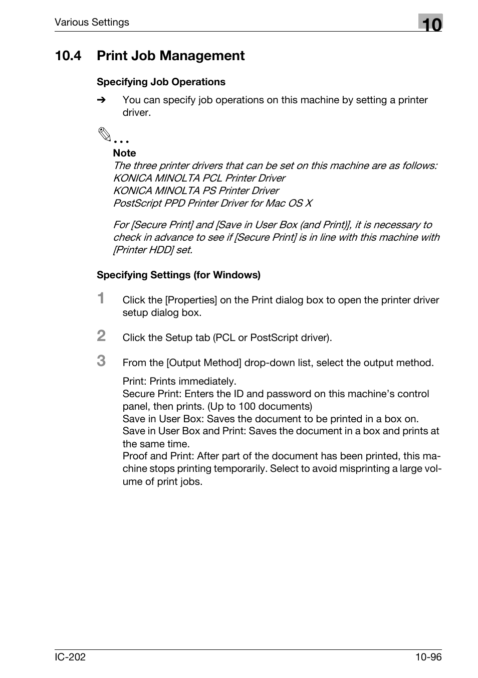 4 print job management, Print job management -96 | Konica Minolta bizhub 750 User Manual | Page 390 / 420