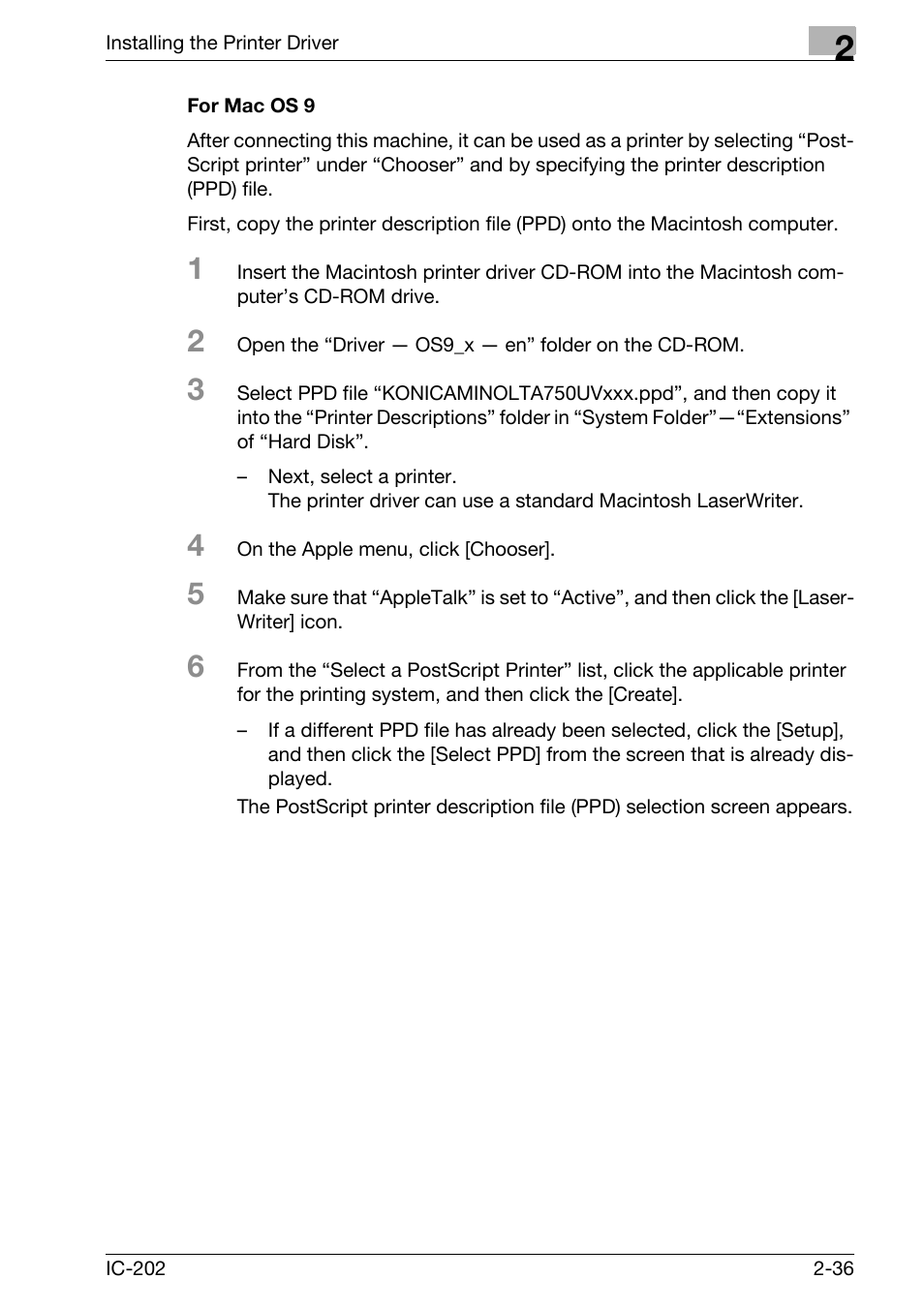 For mac os 9 -36 | Konica Minolta bizhub 750 User Manual | Page 71 / 420