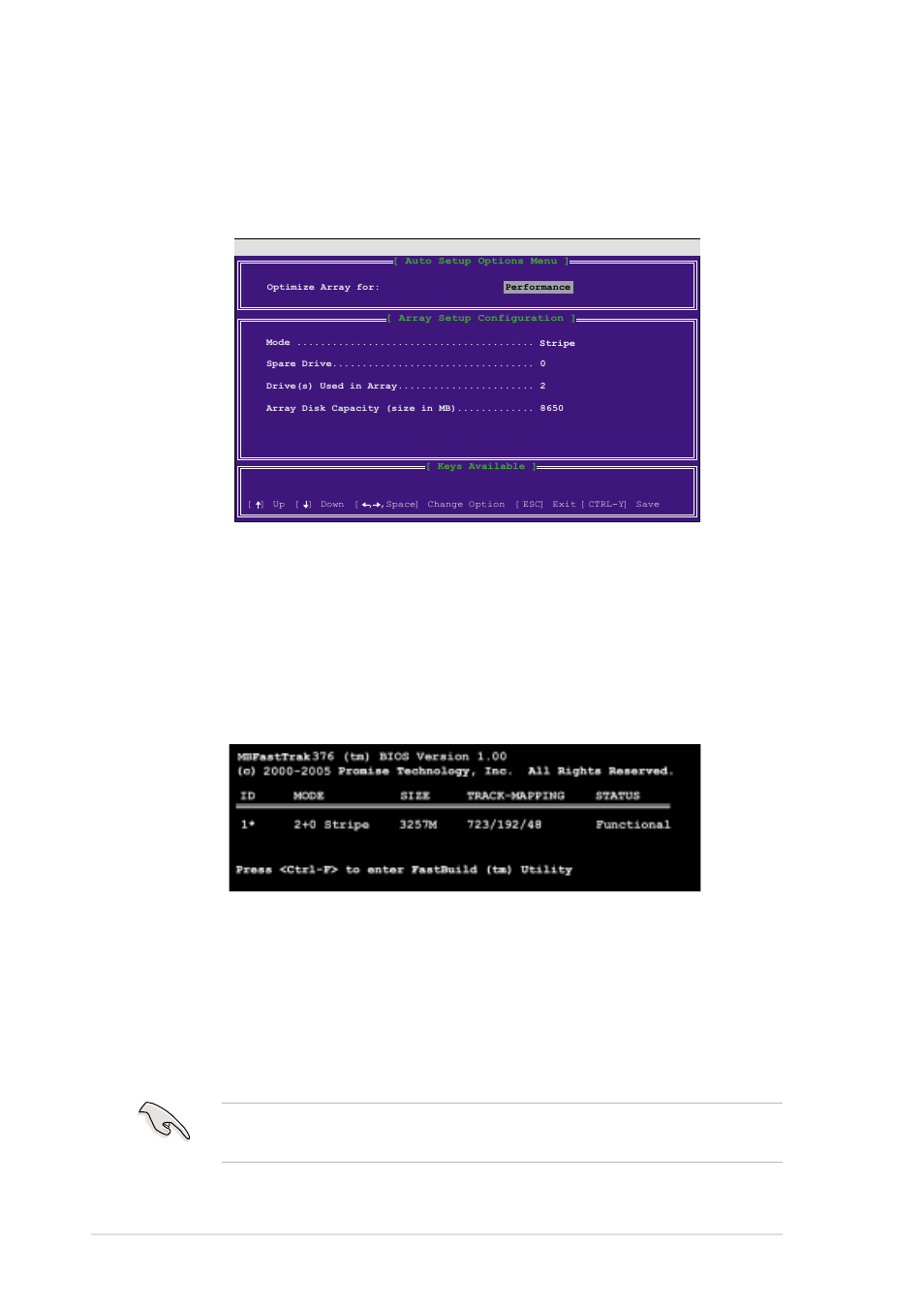 3 creating a raid 0 array (performance), 28 chapter 5: software support, And select “ performance” with the space bar. the | Asus P4C800-E User Manual | Page 138 / 149