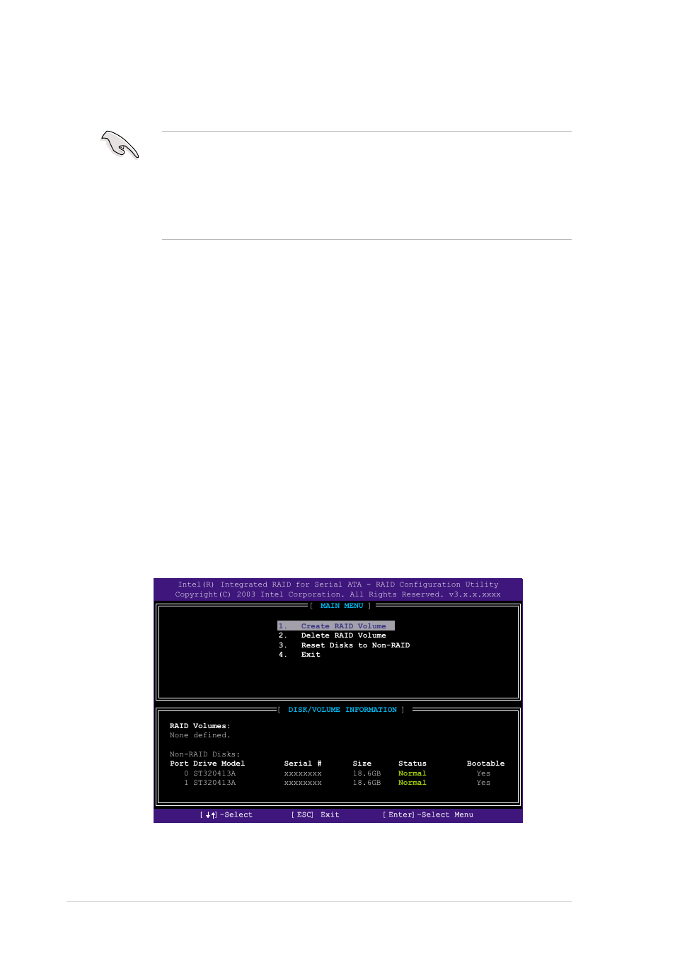 3 creating, deleting, and resetting raid sets, 2 installing serial ata hard disks, 34 chapter 5: software support | Use the intel | Asus P4C800-E User Manual | Page 144 / 149