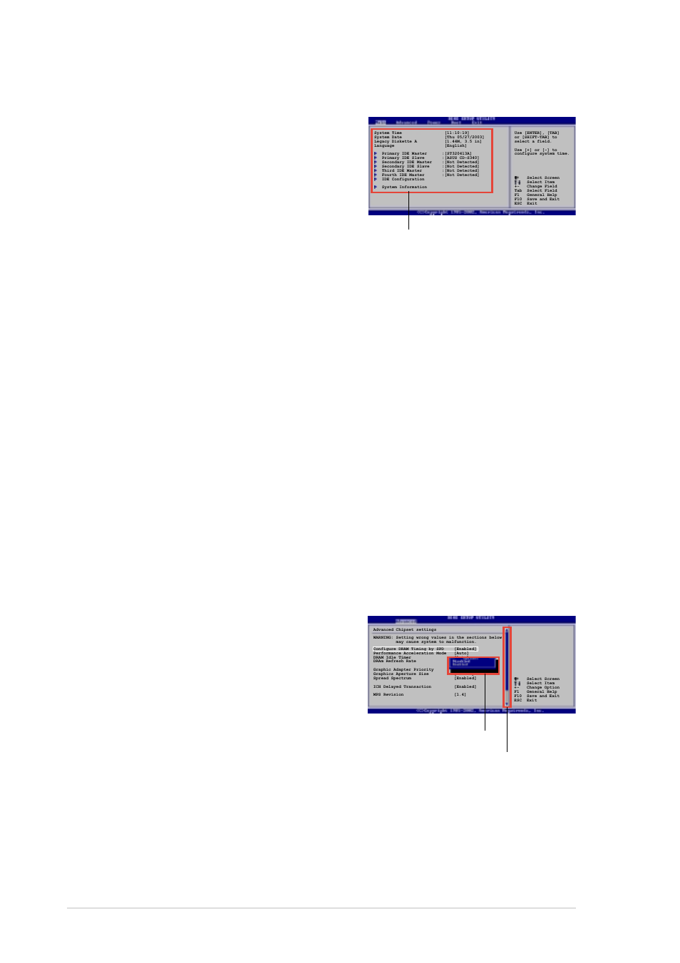 4 menu items, 5 sub-menu items, 6 configuration fields | 7 pop-up window, 8 scroll bar, 9 general help, 8 chapter 4: bios setup | Asus P4C800-E User Manual | Page 76 / 149