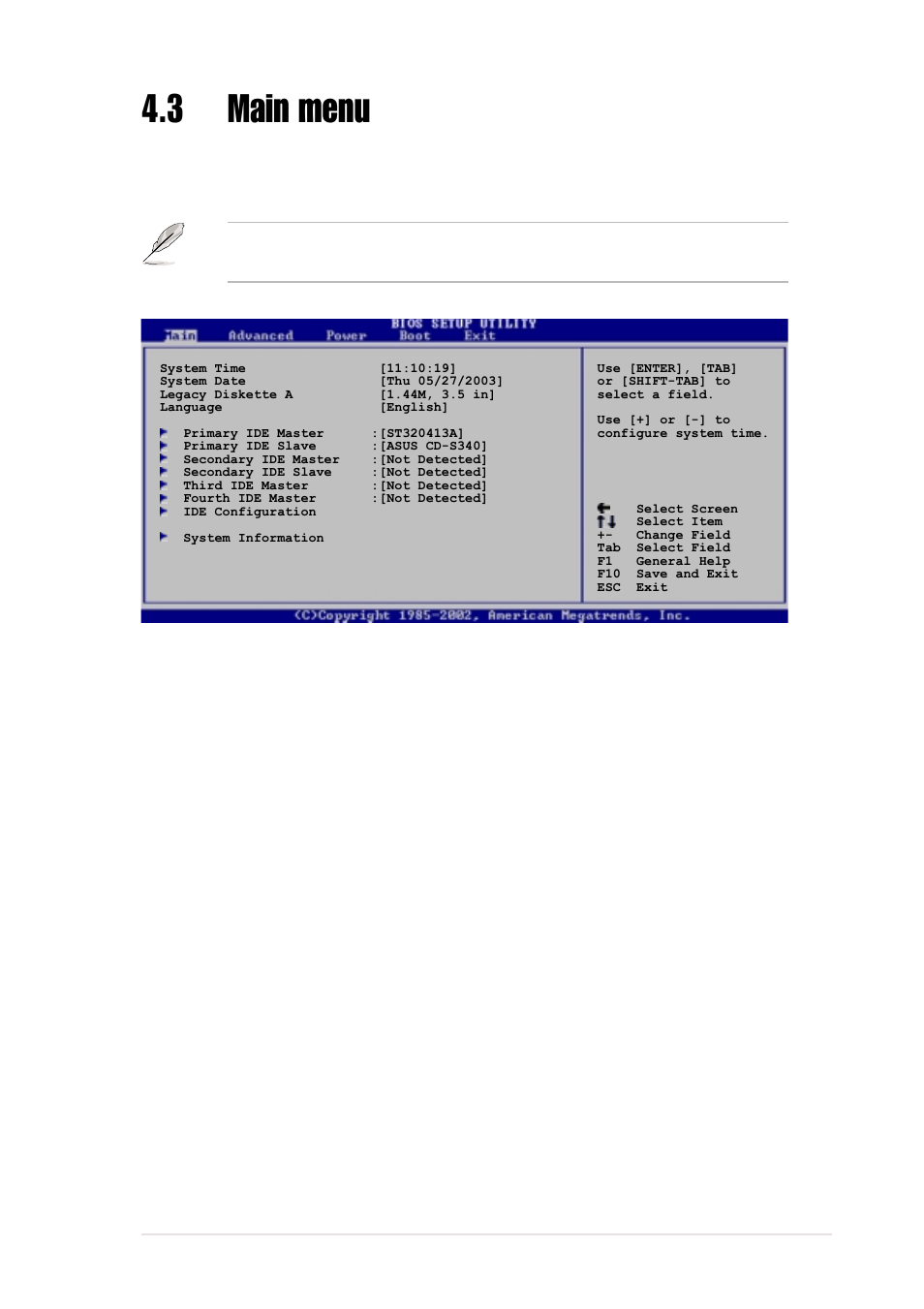 3 main menu, 4 language [english | Asus P4C800-E User Manual | Page 77 / 149