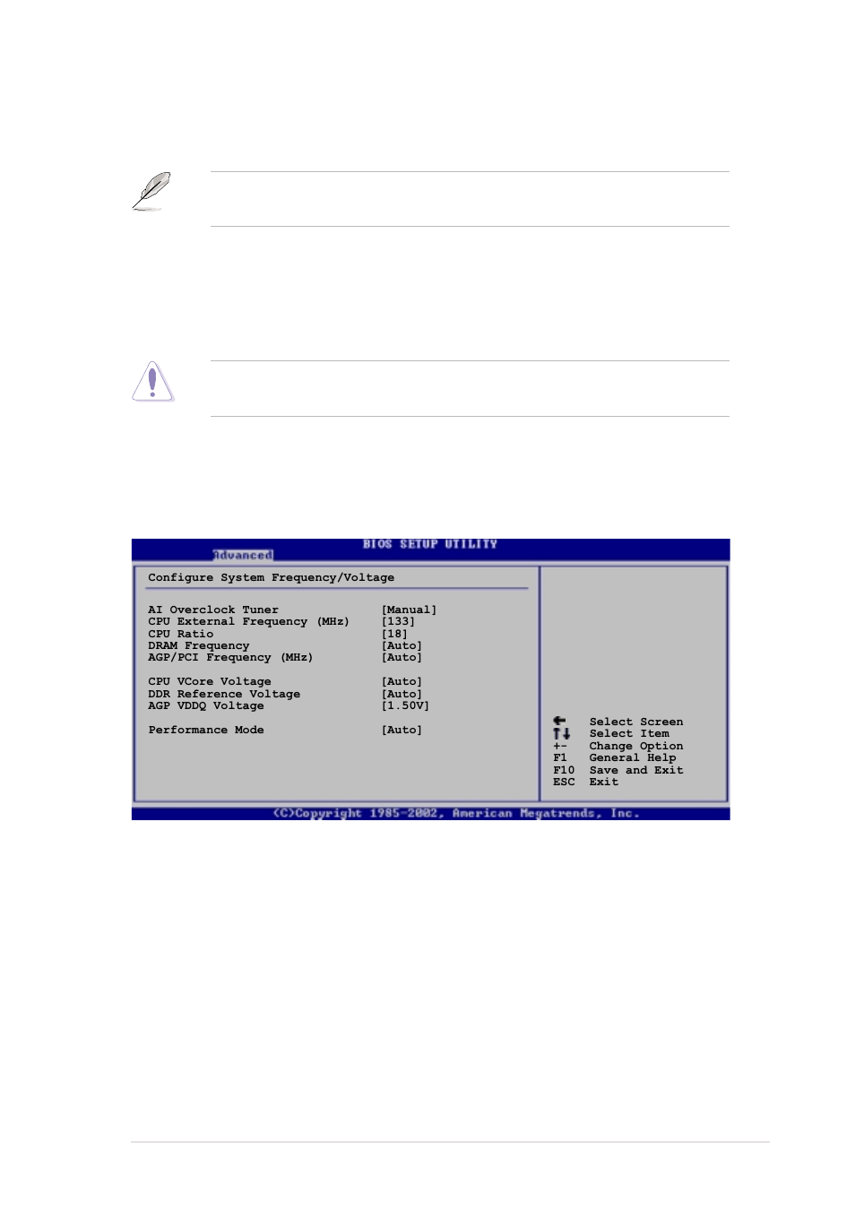 Cpu external frequency (mhz) [xxx, Dram frequency [auto, Performance mode [auto | Cpu ratio [18 | Asus P4C800-E User Manual | Page 83 / 149