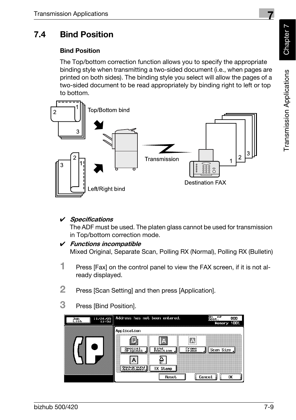 4 bind position, Bind position, Bind position -9 | Konica Minolta bizhub 420 User Manual | Page 130 / 346