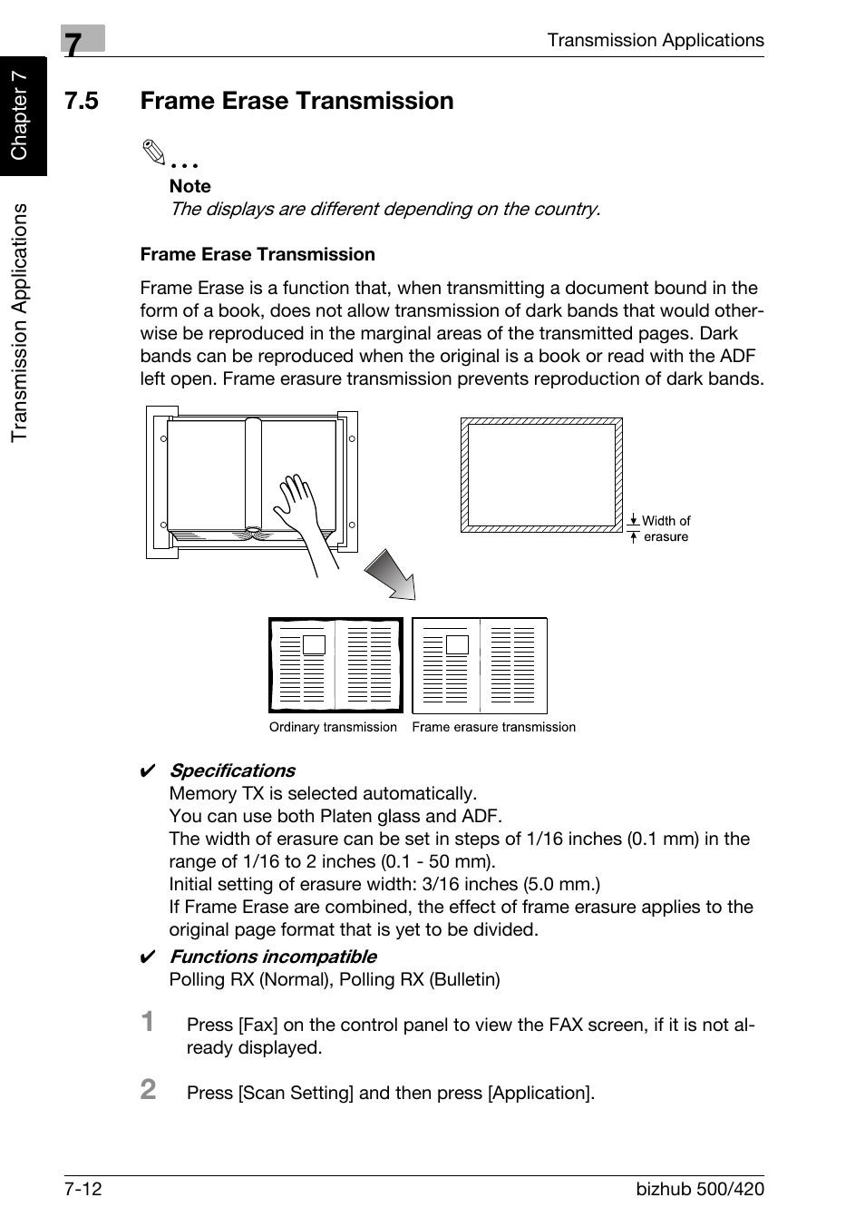 5 frame erase transmission, Frame erase transmission, Frame erase transmission -12 | Konica Minolta bizhub 420 User Manual | Page 133 / 346