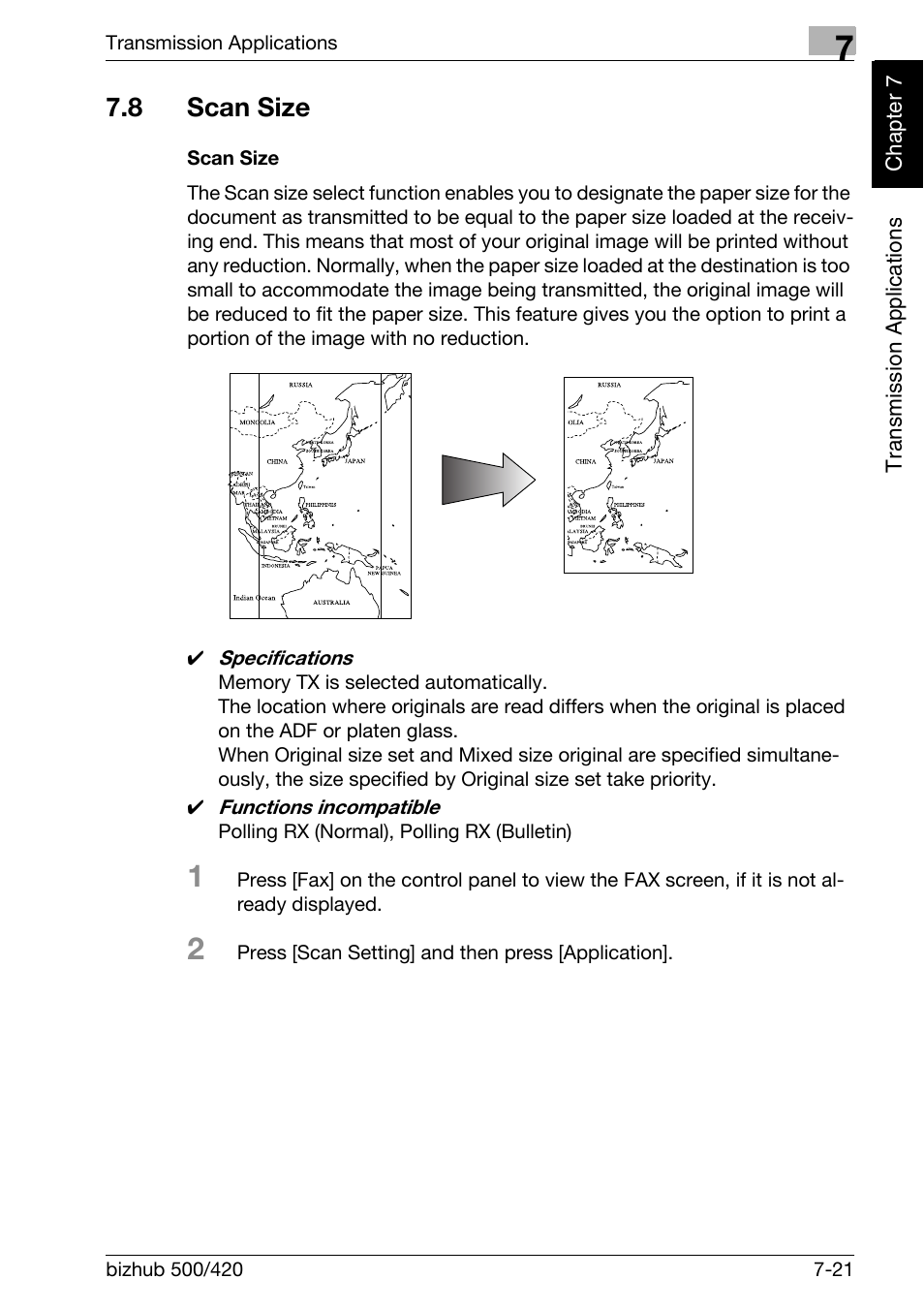 8 scan size, Scan size, Scan size -21 | Konica Minolta bizhub 420 User Manual | Page 142 / 346