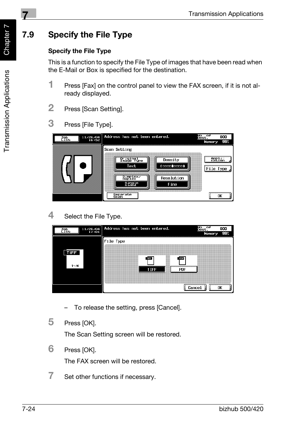 9 specify the file type, Specify the file type, Specify the file type -24 | Konica Minolta bizhub 420 User Manual | Page 145 / 346