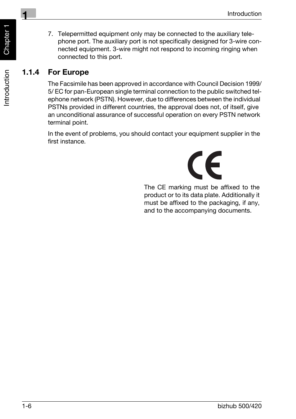 4 for europe, For europe -6 | Konica Minolta bizhub 420 User Manual | Page 15 / 346