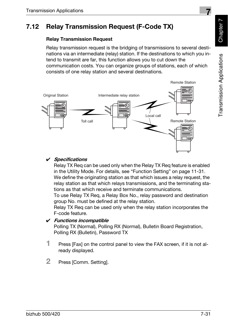 12 relay transmission request (f-code tx), Relay transmission request, Relay transmission request (f-code tx) -31 | Konica Minolta bizhub 420 User Manual | Page 152 / 346