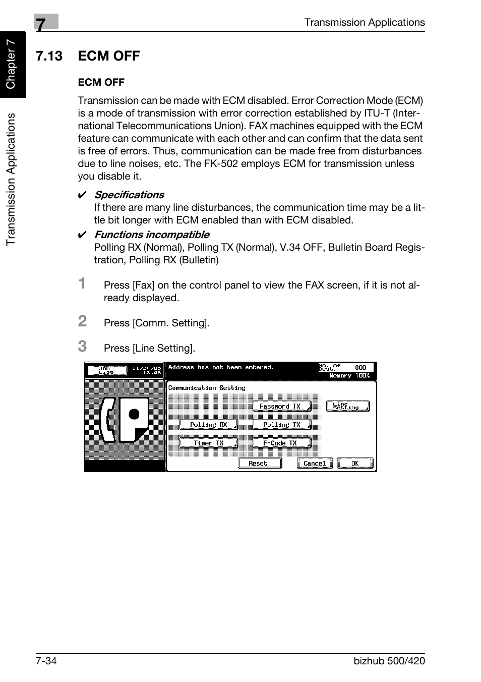 13 ecm off, Ecm off, Ecm off -34 | Konica Minolta bizhub 420 User Manual | Page 155 / 346