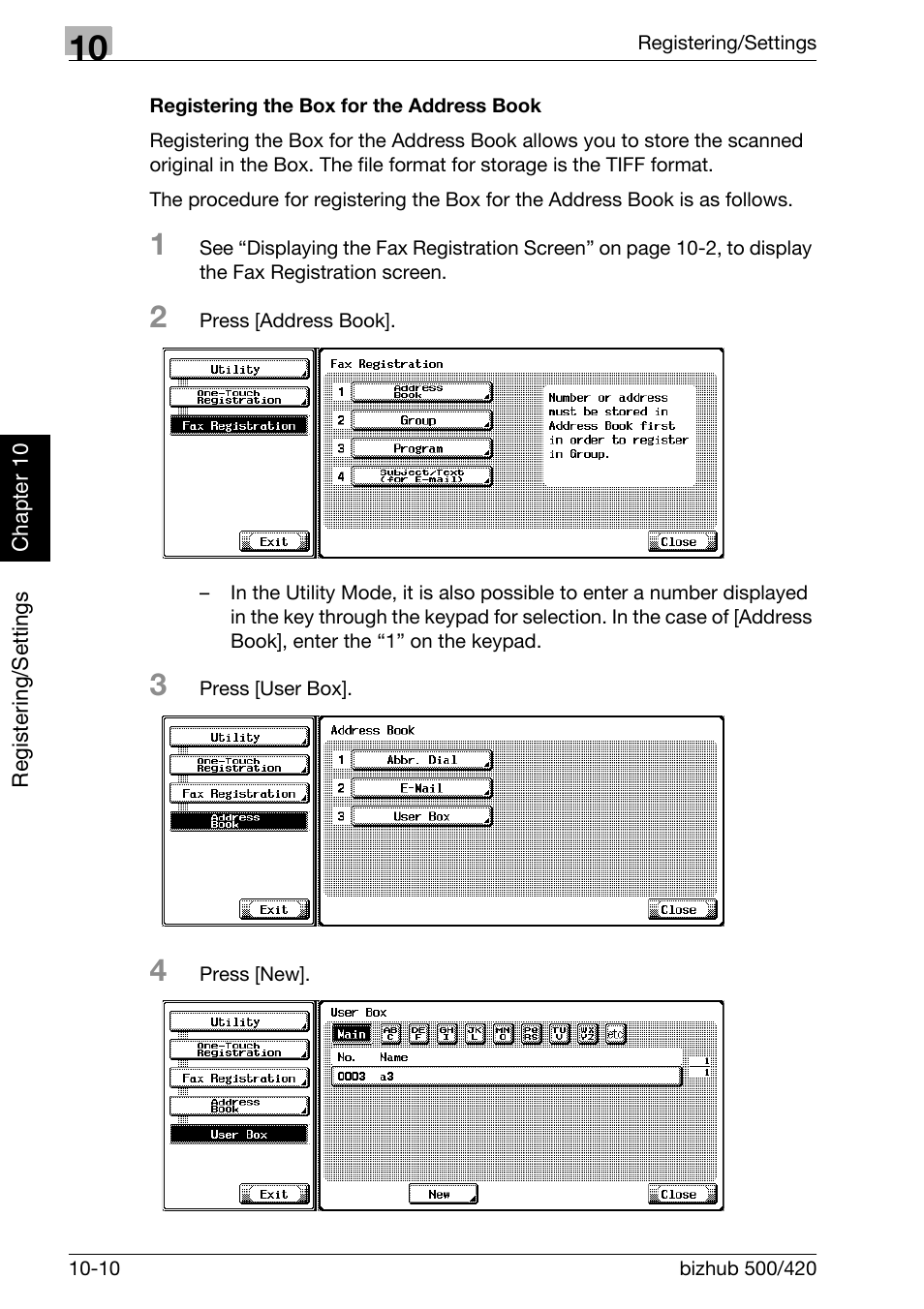 Registering the box for the address book | Konica Minolta bizhub 420 User Manual | Page 189 / 346