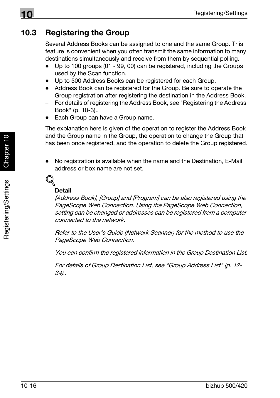 3 registering the group, Registering the group -16 | Konica Minolta bizhub 420 User Manual | Page 195 / 346