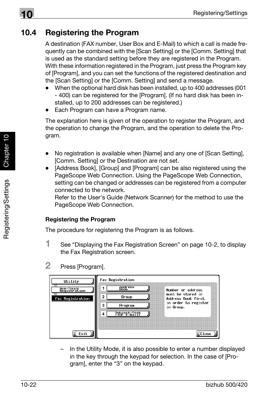 4 registering the program, Registering the program, Registering the program -22 | Konica Minolta bizhub 420 User Manual | Page 201 / 346