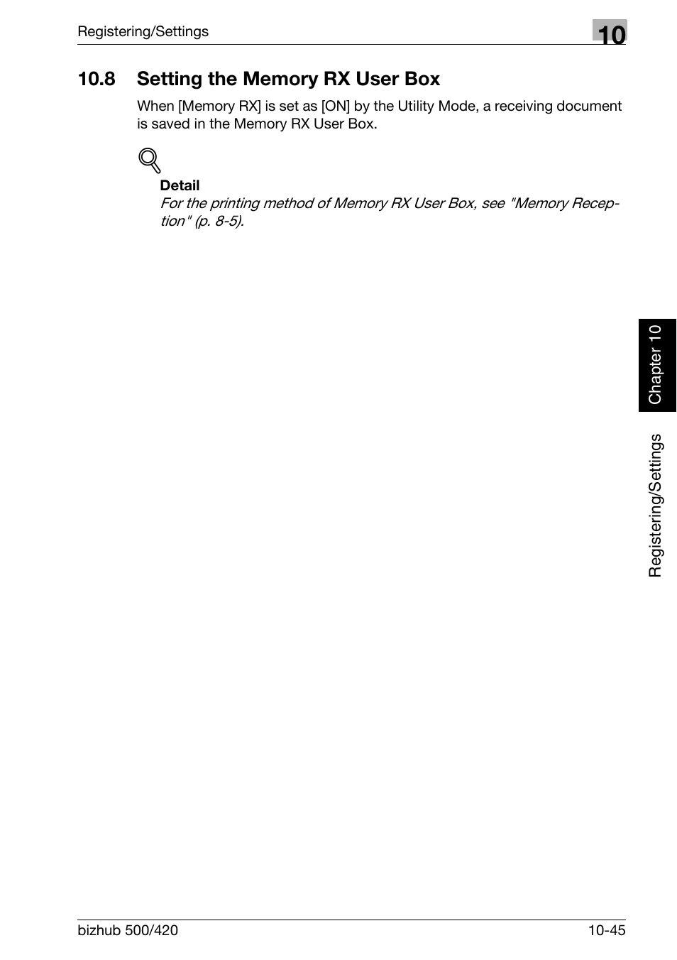 8 setting the memory rx user box, Setting the memory rx user box -45 | Konica Minolta bizhub 420 User Manual | Page 224 / 346