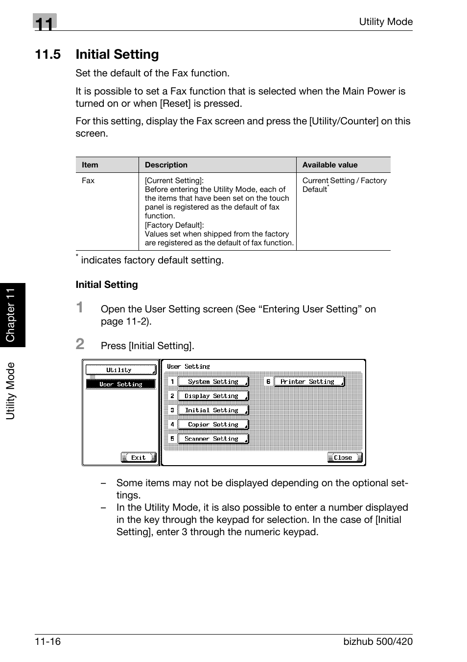 5 initial setting, Initial setting, Initial setting -16 | Konica Minolta bizhub 420 User Manual | Page 241 / 346