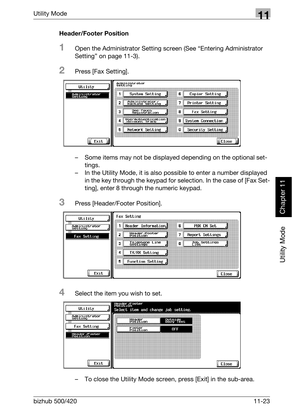 Header/footer position | Konica Minolta bizhub 420 User Manual | Page 248 / 346