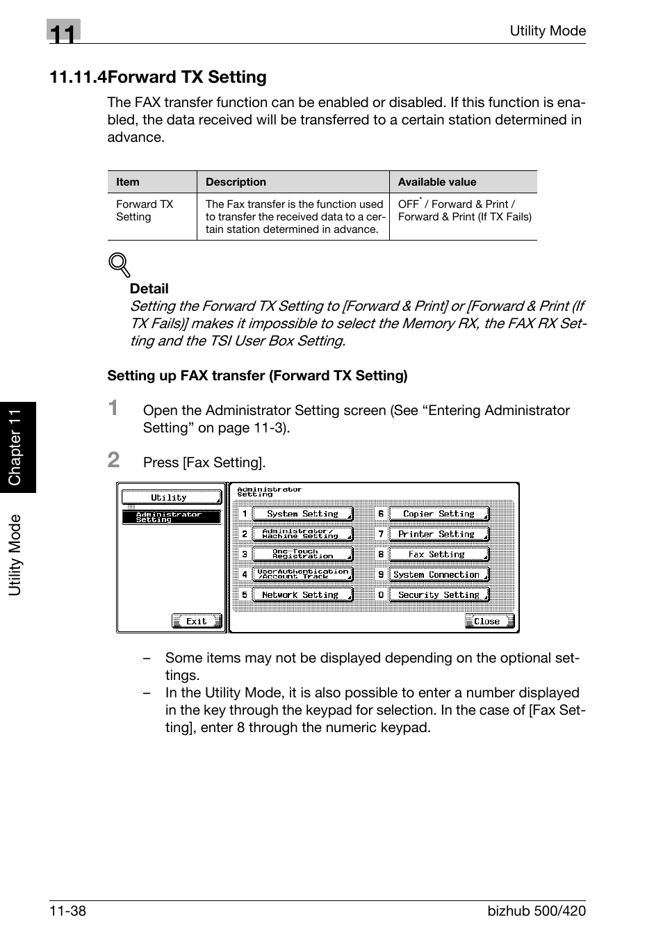 4 forward tx setting, Setting up fax transfer (forward tx setting), Forward tx setting -38 | Konica Minolta bizhub 420 User Manual | Page 263 / 346