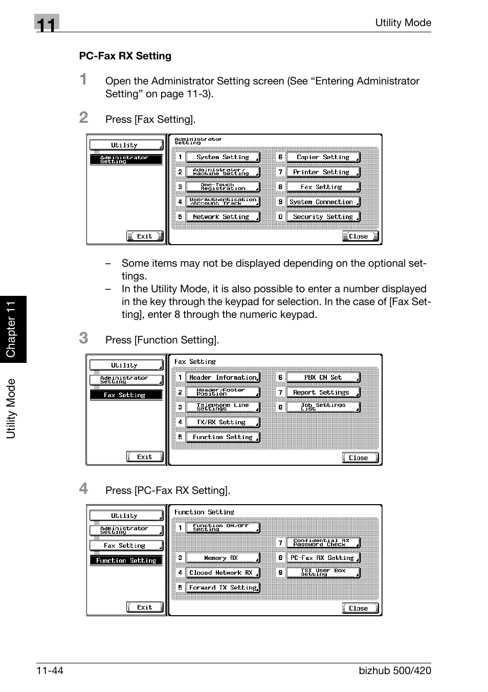 Pc-fax rx setting | Konica Minolta bizhub 420 User Manual | Page 269 / 346