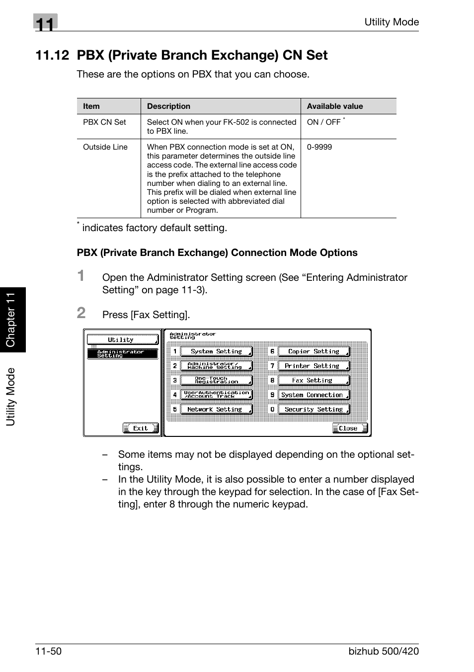 12 pbx (private branch exchange) cn set, 12 pbx (private branch exchange) cn set -50 | Konica Minolta bizhub 420 User Manual | Page 275 / 346