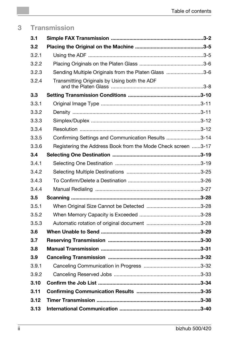 3transmission | Konica Minolta bizhub 420 User Manual | Page 3 / 346