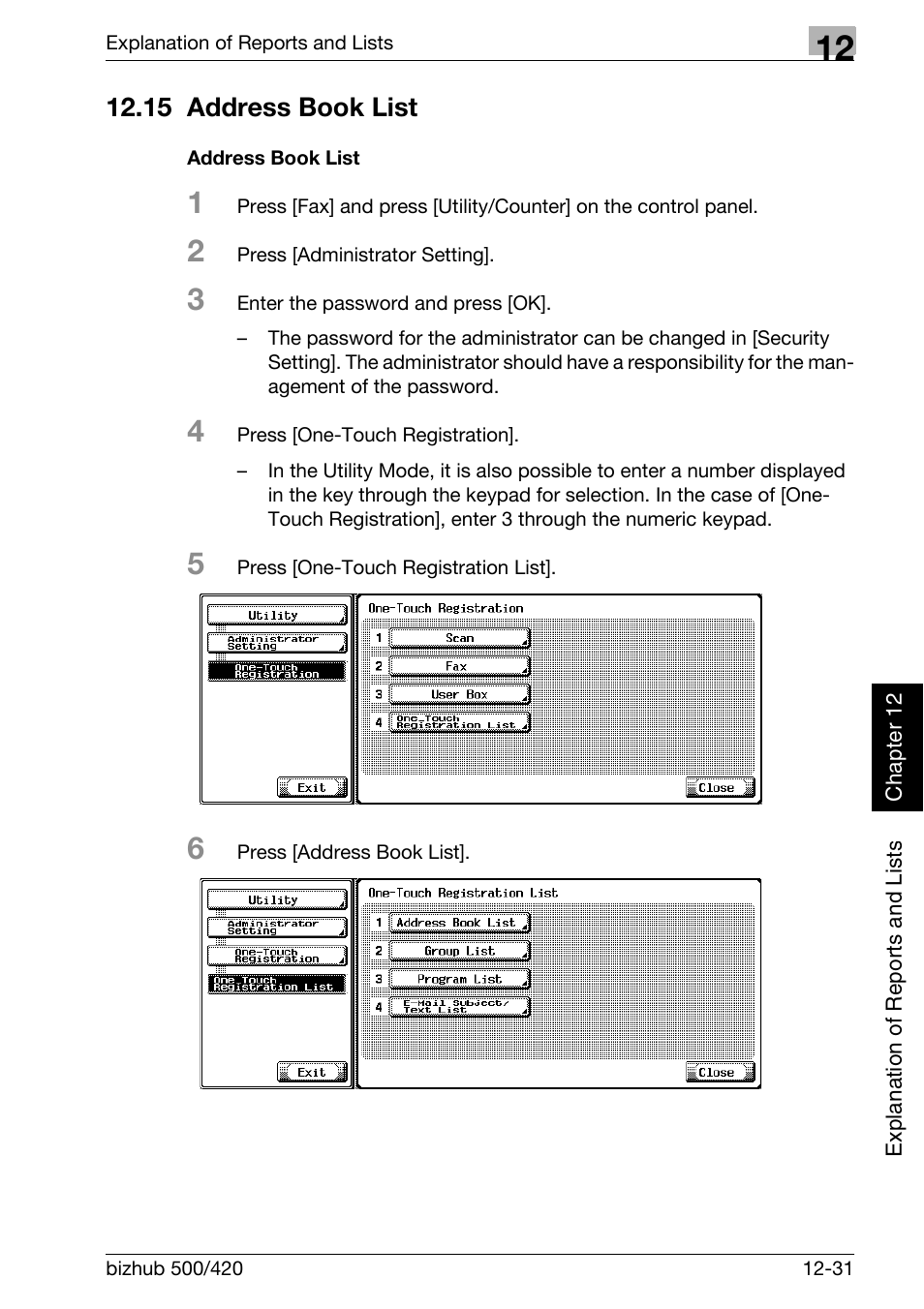 15 address book list, Address book list, 15 address book list -31 | Konica Minolta bizhub 420 User Manual | Page 312 / 346