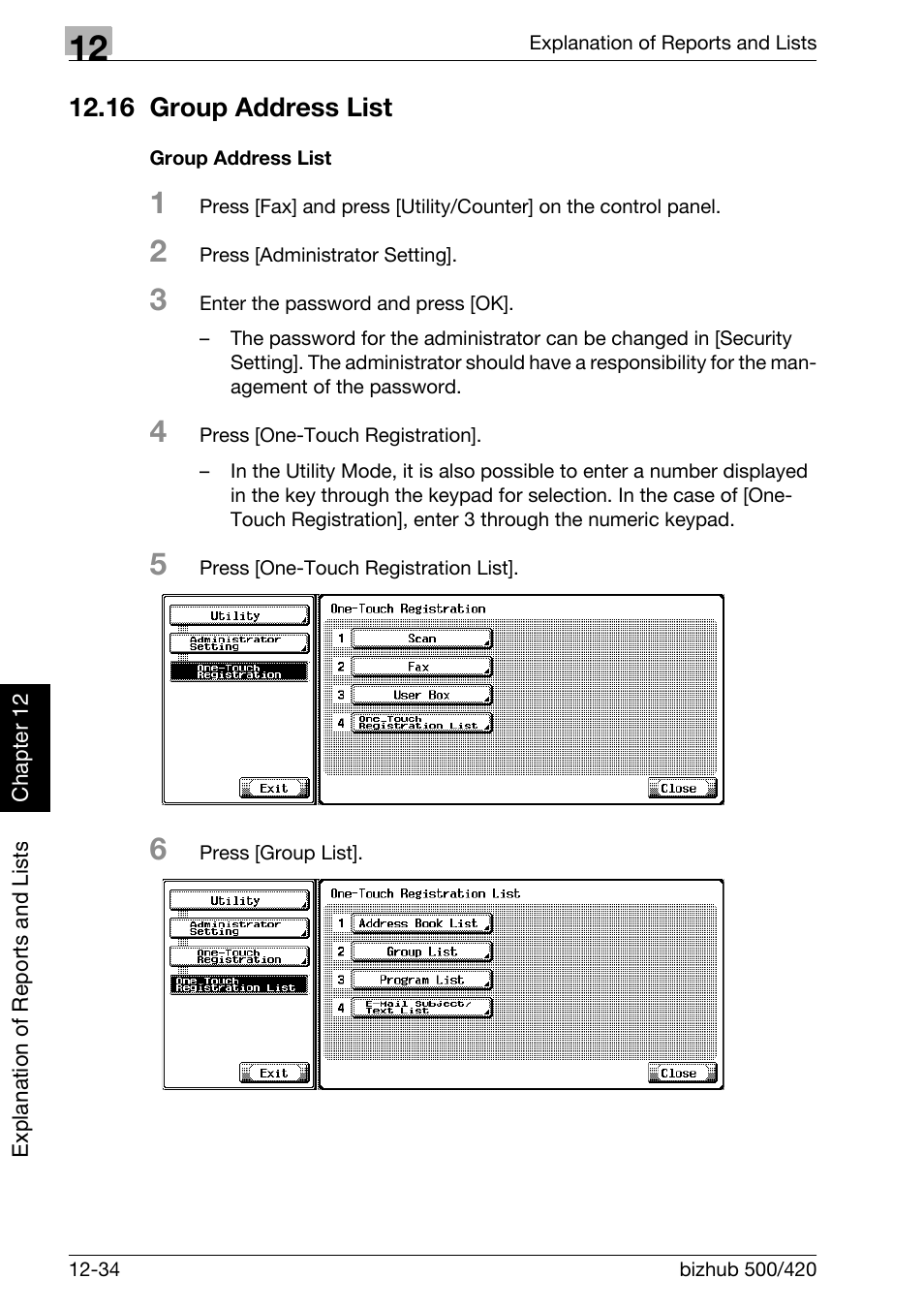 16 group address list, Group address list, 16 group address list -34 | Konica Minolta bizhub 420 User Manual | Page 315 / 346