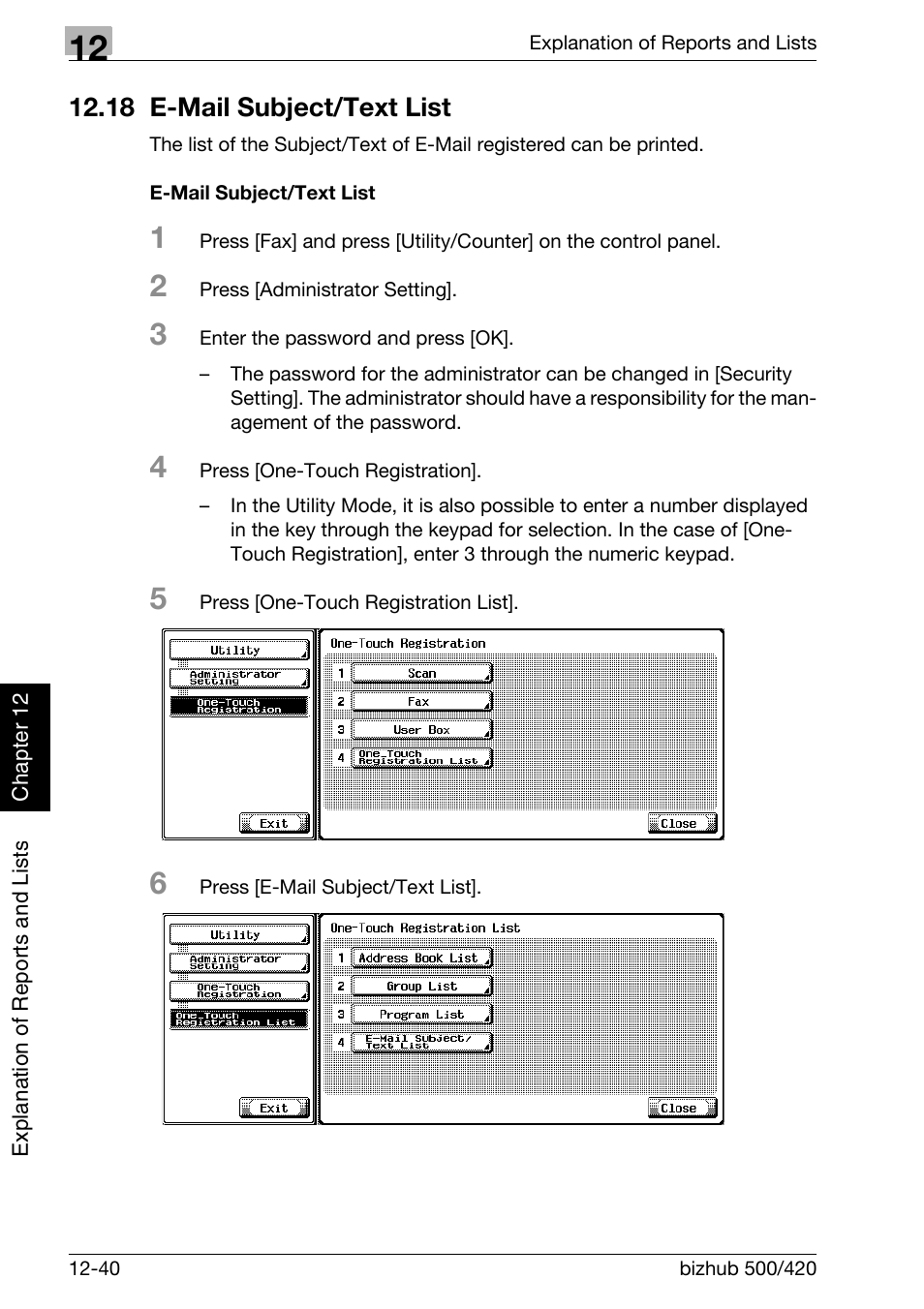 18 e-mail subject/text list, E-mail subject/text list, 18 e-mail subject/text list -40 | Konica Minolta bizhub 420 User Manual | Page 321 / 346