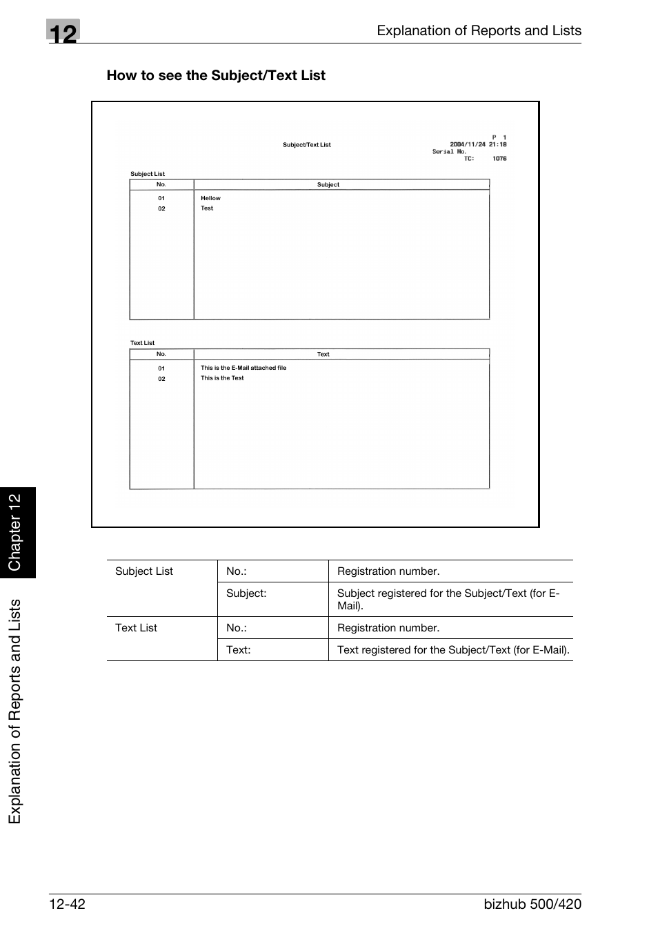 How to see the subject/text list | Konica Minolta bizhub 420 User Manual | Page 323 / 346