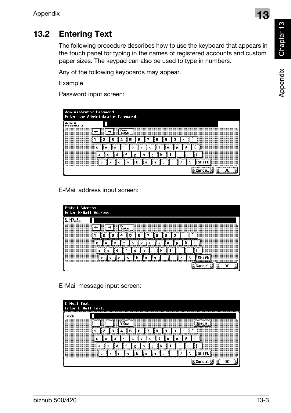 2 entering text, Entering text -3 | Konica Minolta bizhub 420 User Manual | Page 332 / 346