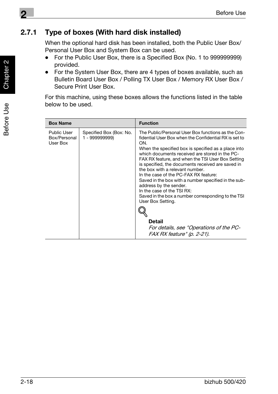 1 type of boxes (with hard disk installed), Type of boxes (with hard disk installed) -18 | Konica Minolta bizhub 420 User Manual | Page 47 / 346