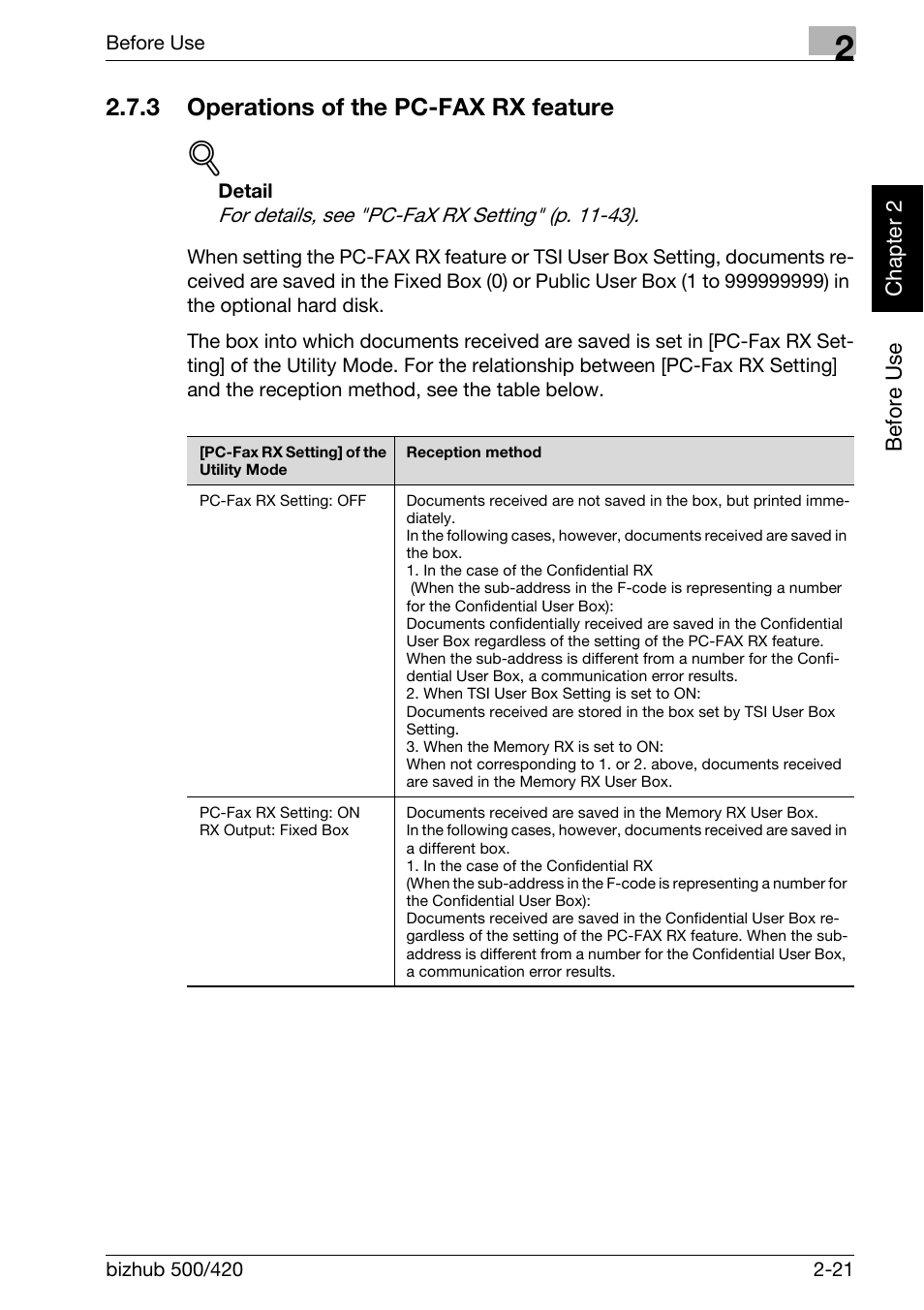 3 operations of the pc-fax rx feature, Operations of the pc-fax rx feature -21 | Konica Minolta bizhub 420 User Manual | Page 50 / 346