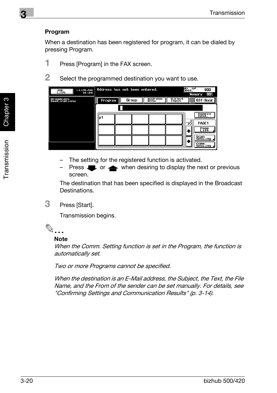 Program | Konica Minolta bizhub 420 User Manual | Page 71 / 346