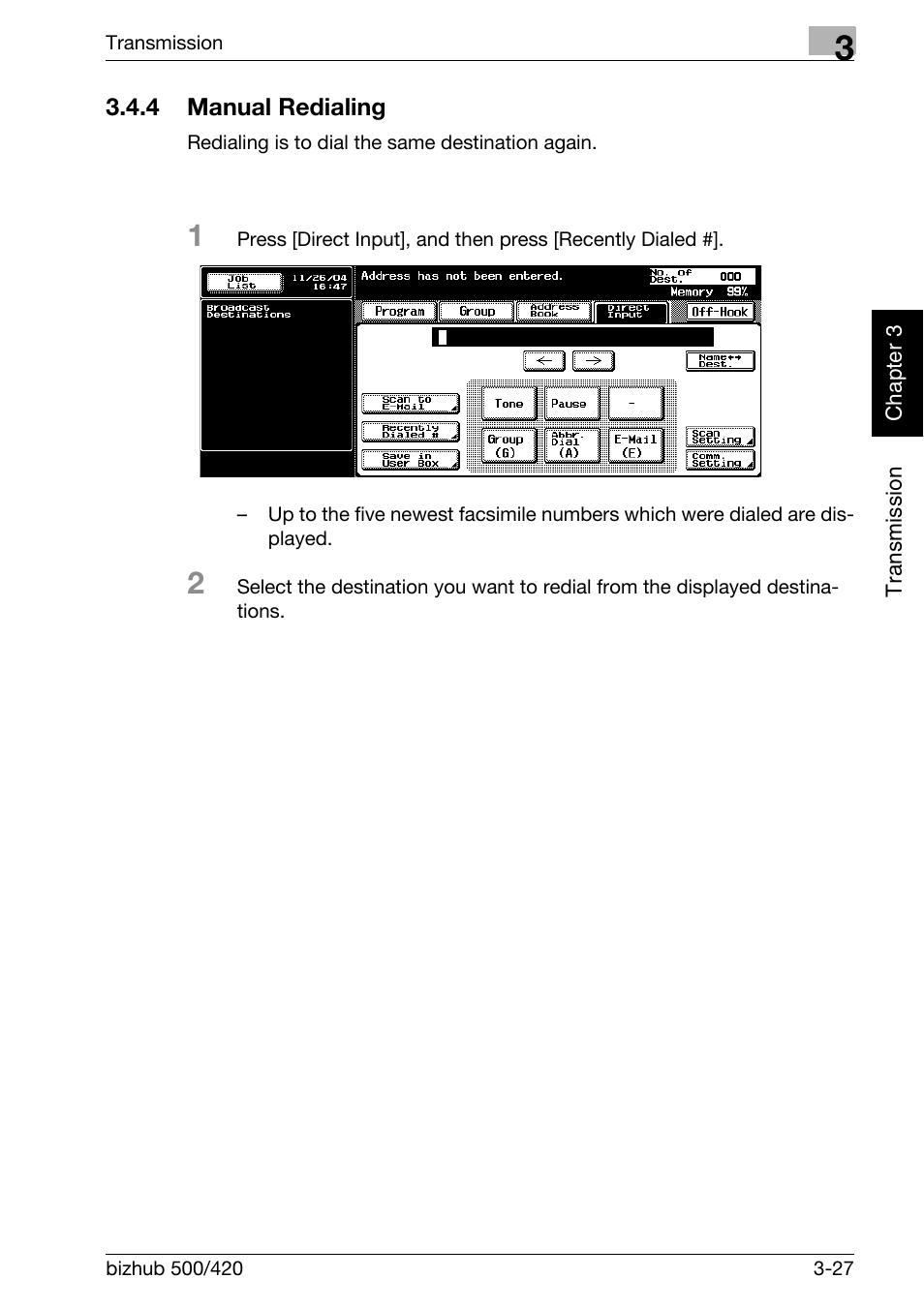 4 manual redialing, Manual redialing -27 | Konica Minolta bizhub 420 User Manual | Page 78 / 346